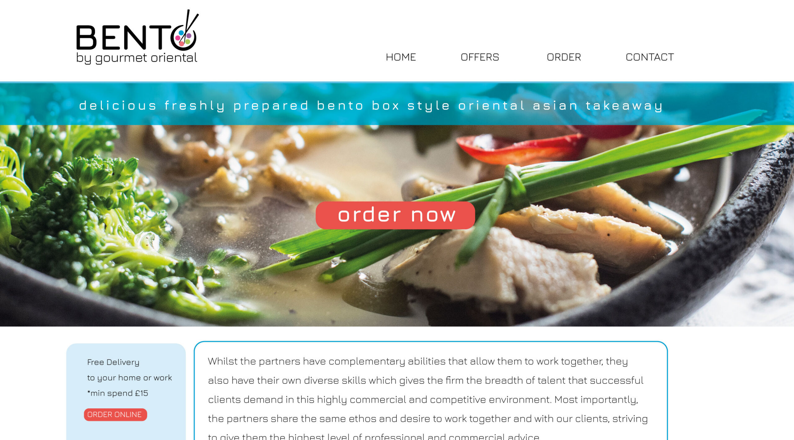 Bento website view of Home page header