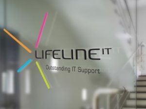 Lifeline IT logo on a glass screen