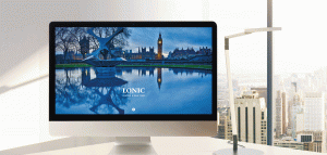 Lonic website displayed on a large screen in a modern office