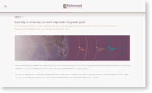 Screenshot showing the Richmond Associates About Us page