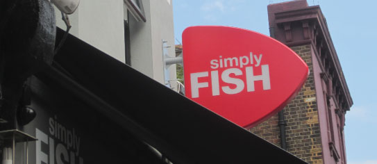 Simply Fish restaurant sign external